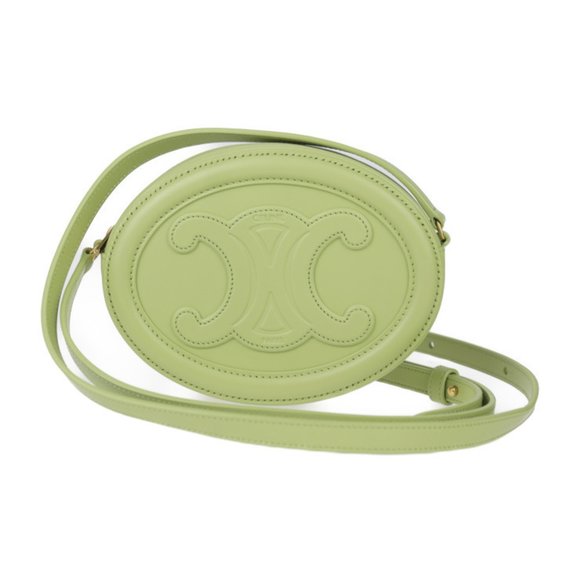 CELINE Cuir Triomphe Oval Purse Crossbody Shoulder Bag 10I703DPQ in Green Cal... - Picture 1 of 10
